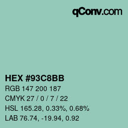 Color code: HEX #93C8BB | qconv.com