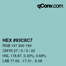 Color code: HEX #93C8C7 | qconv.com