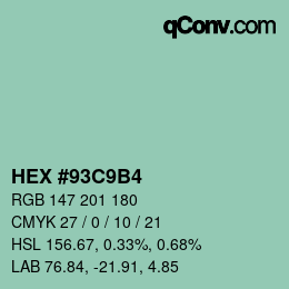 Color code: HEX #93C9B4 | qconv.com