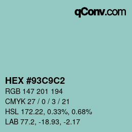 Código de color: HEX #93C9C2 | qconv.com
