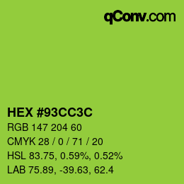 Color code: HEX #93CC3C | qconv.com