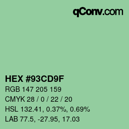 Color code: HEX #93CD9F | qconv.com