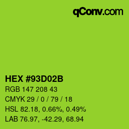 Color code: HEX #93D02B | qconv.com
