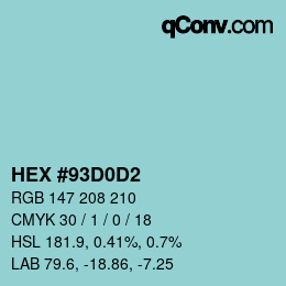 Color code: HEX #93D0D2 | qconv.com