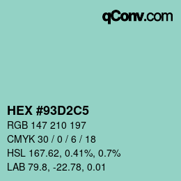 Color code: HEX #93D2C5 | qconv.com