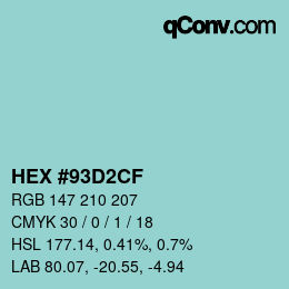 Color code: HEX #93D2CF | qconv.com