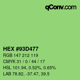 Color code: HEX #93D477 | qconv.com