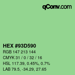 Código de color: HEX #93D590 | qconv.com