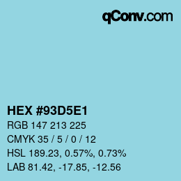Color code: HEX #93D5E1 | qconv.com