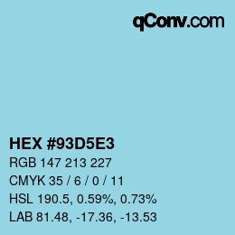 Color code: HEX #93D5E3 | qconv.com