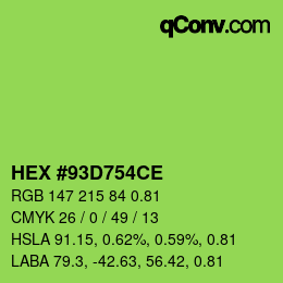 Code couleur: HEX #93D754CE | qconv.com