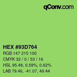 カラーコード: HEX #93D764 | qconv.com