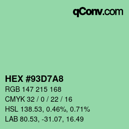 カラーコード: HEX #93D7A8 | qconv.com