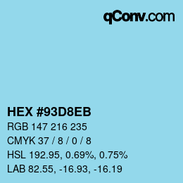 Farbcode: HEX #93D8EB | qconv.com