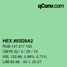 Color code: HEX #93D9A2 | qconv.com