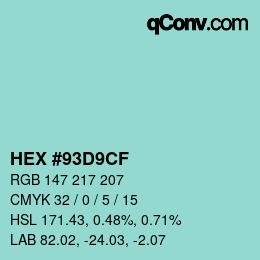 颜色代码: HEX #93D9CF | qconv.com