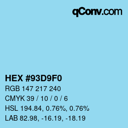 Color code: HEX #93D9F0 | qconv.com