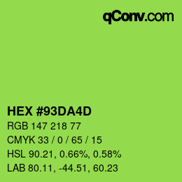 Color code: HEX #93DA4D | qconv.com