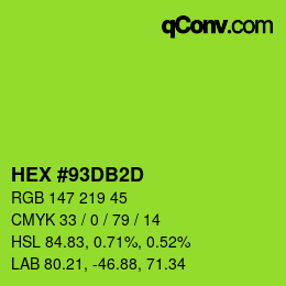 カラーコード: HEX #93DB2D | qconv.com