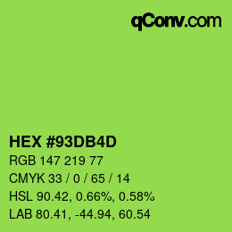 颜色代码: HEX #93DB4D | qconv.com
