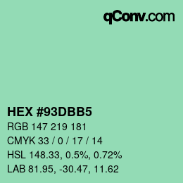 颜色代码: HEX #93DBB5 | qconv.com