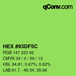 Color code: HEX #93DF5C | qconv.com