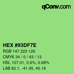 Color code: HEX #93DF7E | qconv.com