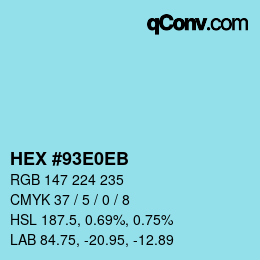 Color code: HEX #93E0EB | qconv.com