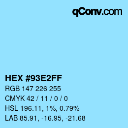 Color code: HEX #93E2FF | qconv.com