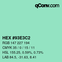 Color code: HEX #93E3C2 | qconv.com