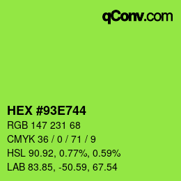 カラーコード: HEX #93E744 | qconv.com