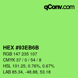 颜色代码: HEX #93EB6B | qconv.com