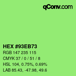 Color code: HEX #93EB73 | qconv.com