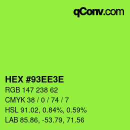 Color code: HEX #93EE3E | qconv.com