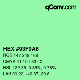 Color code: HEX #93F9A8 | qconv.com