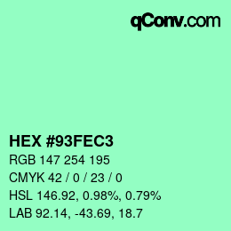 Color code: HEX #93FEC3 | qconv.com