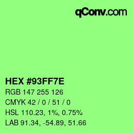Color code: HEX #93FF7E | qconv.com