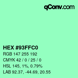 Color code: HEX #93FFC0 | qconv.com