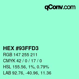 Color code: HEX #93FFD3 | qconv.com