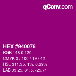 Color code: HEX #940078 | qconv.com