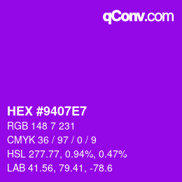 カラーコード: HEX #9407E7 | qconv.com