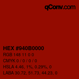 Color code: HEX #940B0000 | qconv.com