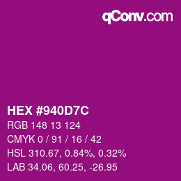 Color code: HEX #940D7C | qconv.com