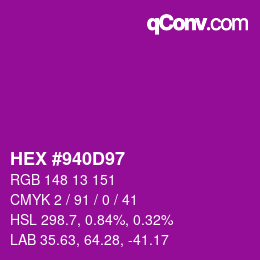 Color code: HEX #940D97 | qconv.com