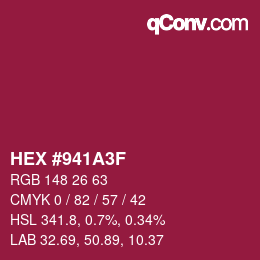 Color code: HEX #941A3F | qconv.com