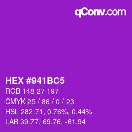Color code: HEX #941BC5 | qconv.com