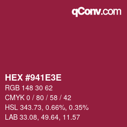 Color code: HEX #941E3E | qconv.com