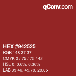 Farbcode: HEX #942525 | qconv.com