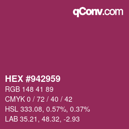 颜色代码: HEX #942959 | qconv.com