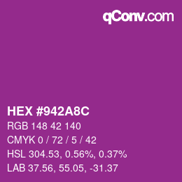 颜色代码: HEX #942A8C | qconv.com